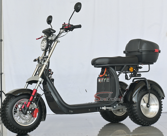 Germany Warehouse Stock CP-7 Tricycel with 4000W Motor 25A+30A Removable Battrry, Off road Tire and Top Case(Rear Trunk)
